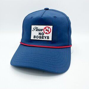 'Please No Bogeys' Patch adidas Golf Hat SnapBack Cap Blue With Red Rope OSFM
